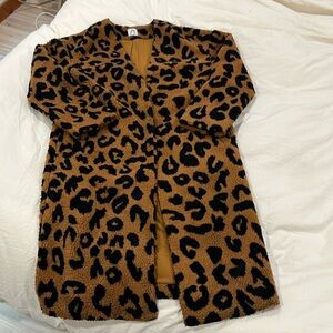 dRA Los Angeles Leopard Print Teddy Coat size M from Anthropologie